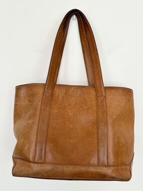 L.L.Bean || Vintage Leather Tote Shoulder Bag Boat and Tote Brown Tan